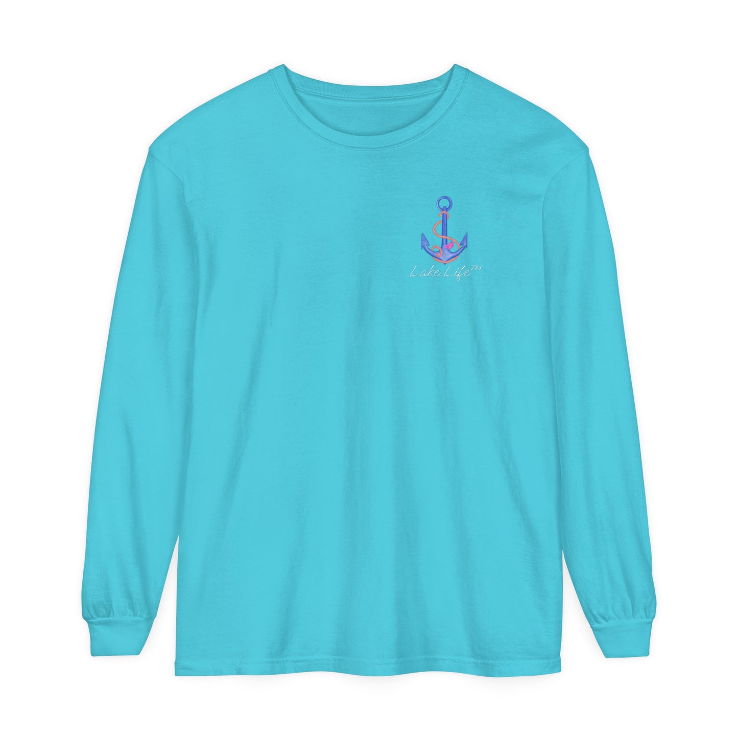 Lake Life™ Heart Anchor Garment-dyed Long Sleeve T-Shirt by Pontoon Girl®