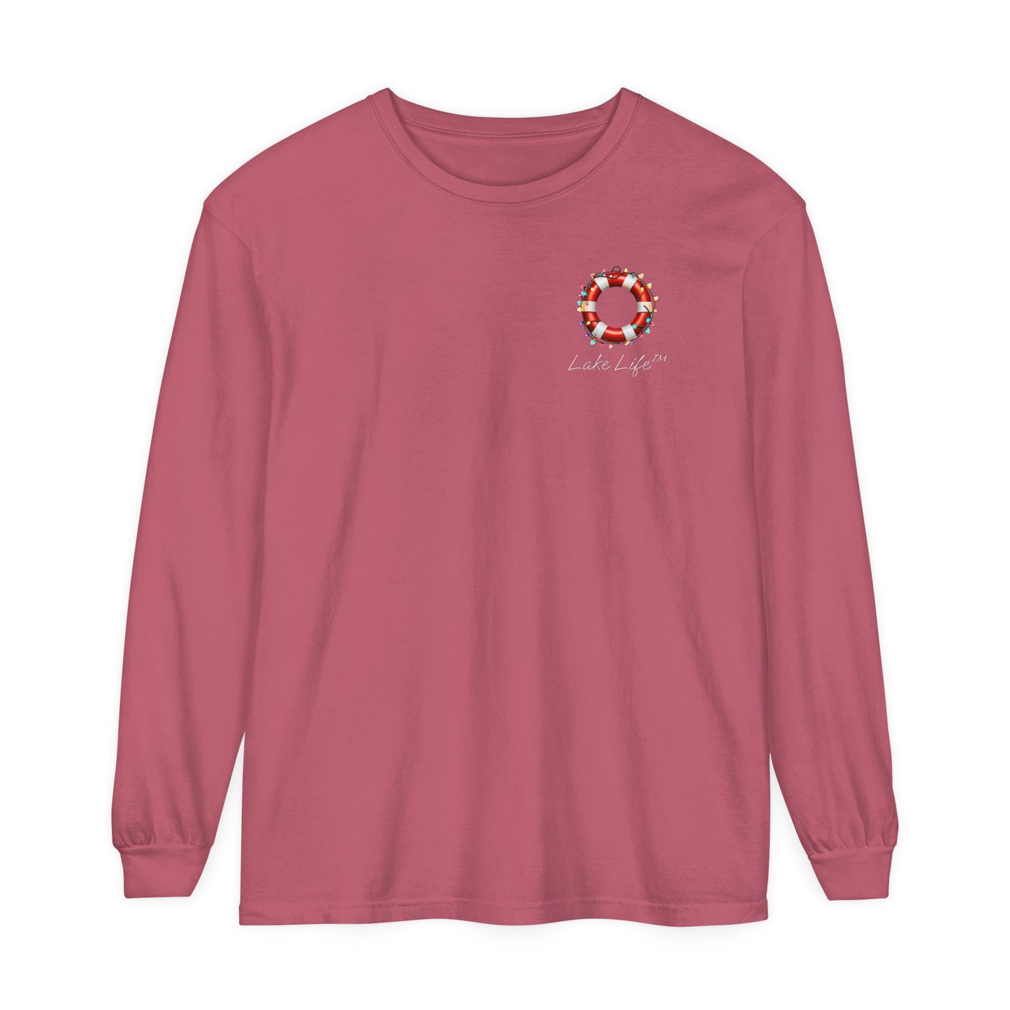 Lake Life™ Holiday Lights Life Ring Unisex Garment-dyed Long Sleeve T-Shirt by Pontoon Girl®