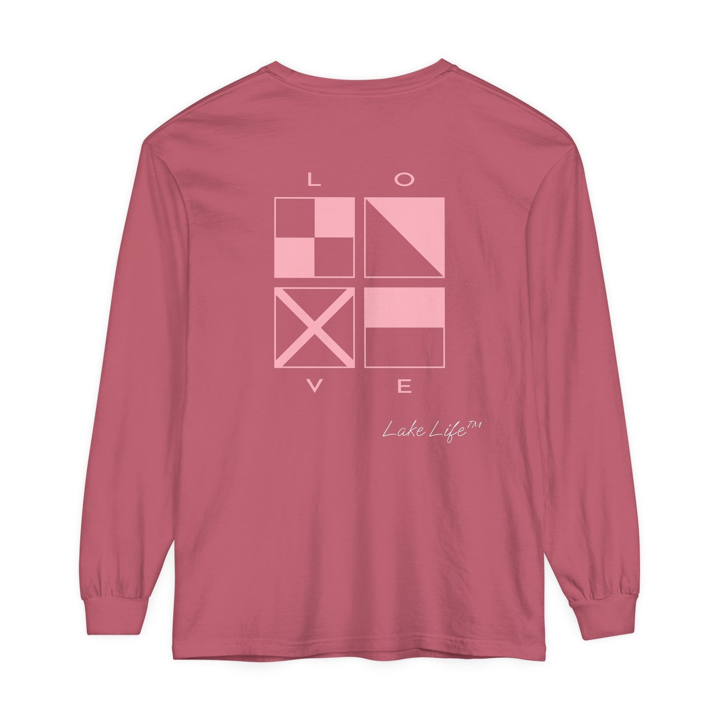 Lake Life™ Nautical LOVE Code Flags Garment-dyed Long Sleeve T-Shirt by Pontoon Girl®