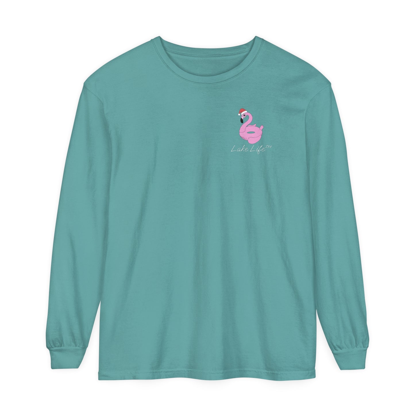 Lake Life™ Flamingo Tube Unisex Garment-dyed Long Sleeve T-Shirt by Pontoon Girl®