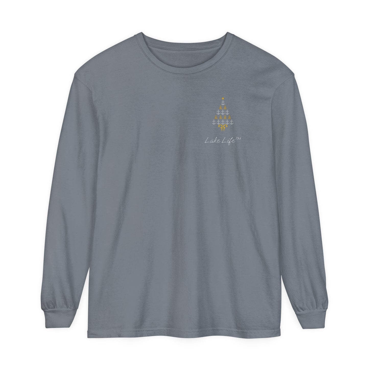 Lake Life™ Anchor Tree Unisex Garment-dyed Long Sleeve T-Shirt by Pontoon Girl®