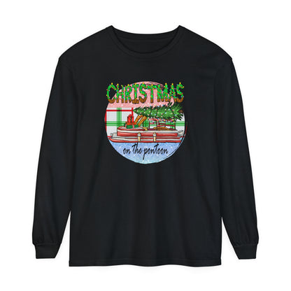 Christmas on the Pontoon - Unisex Garment-dyed Long Sleeve T-Shirt by Pontoon Girl®