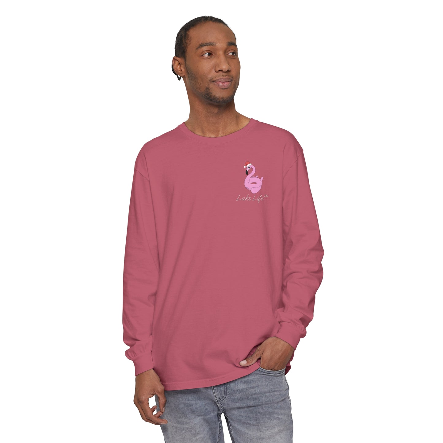 Lake Life™ Flamingo Tube Unisex Garment-dyed Long Sleeve T-Shirt by Pontoon Girl®