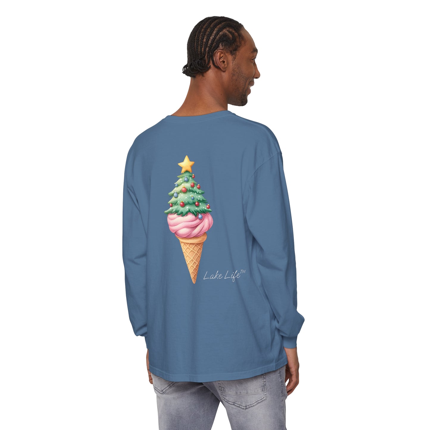 Lake Life™ Twisted Tree Cone Unisex Garment-dyed Long Sleeve T-Shirt by Pontoon Girl®