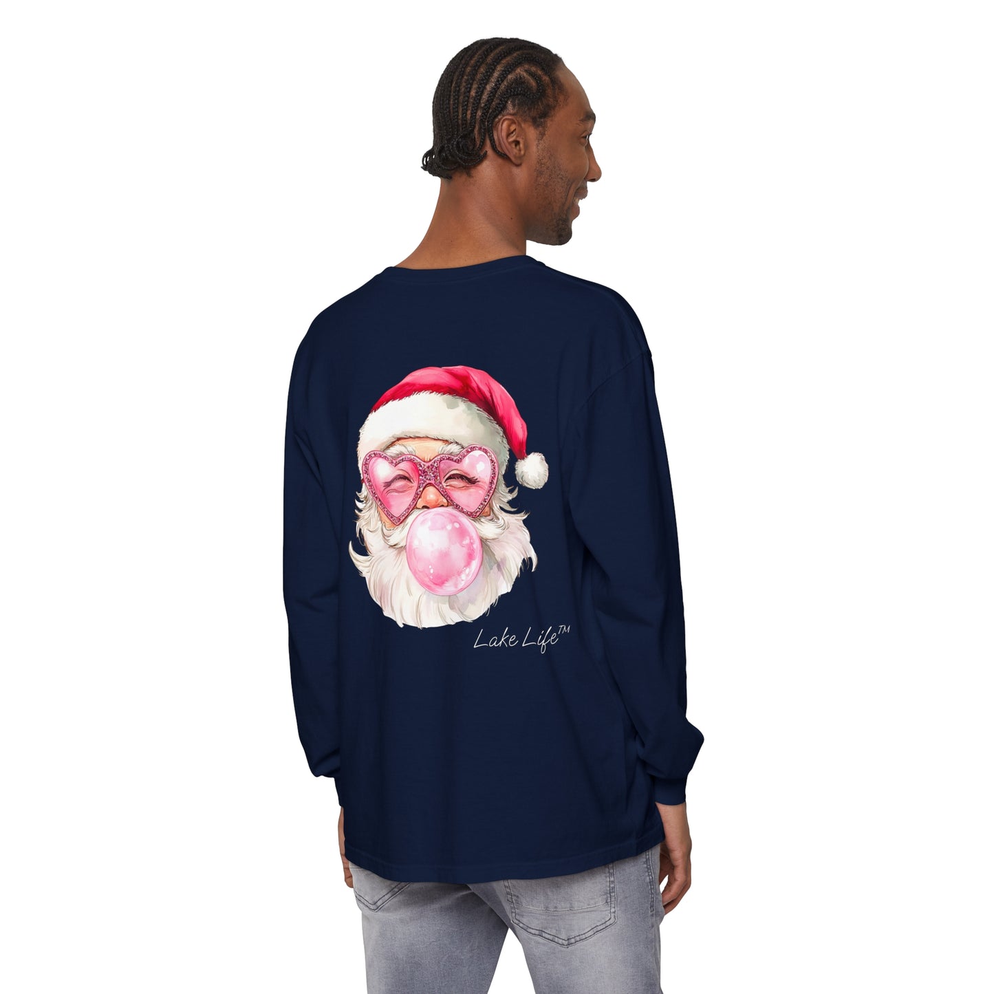 Lake Life™ Santa Love Unisex Garment-dyed Long Sleeve T-Shirt by Pontoon Girl®