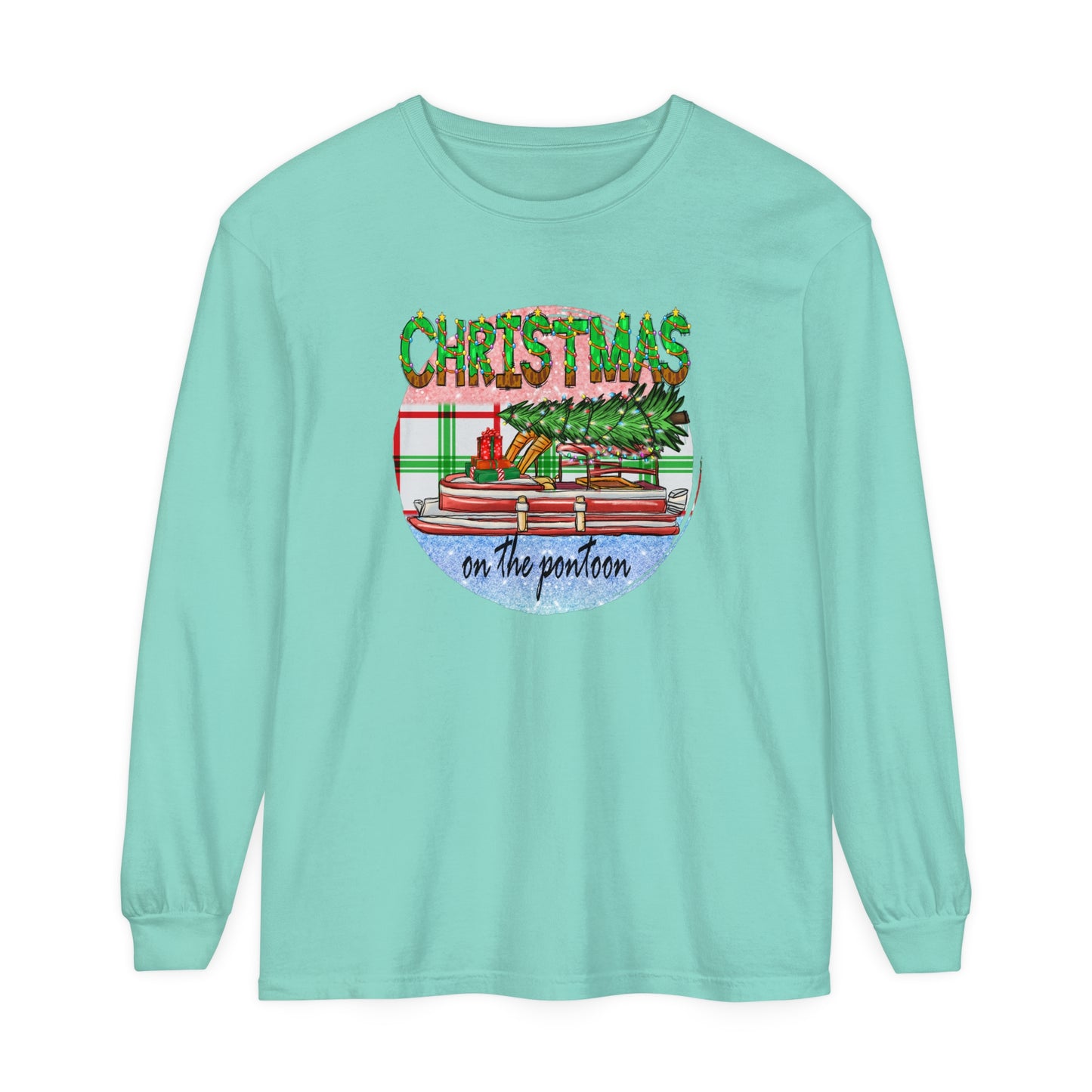 Christmas on the Pontoon - Unisex Garment-dyed Long Sleeve T-Shirt by Pontoon Girl®