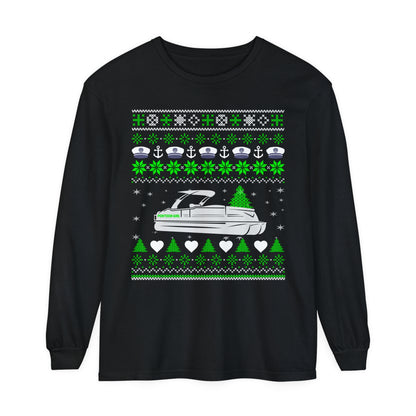 Ugly Pontoon Christmas Shirt - Unisex Garment-dyed Long Sleeve T-Shirt by Pontoon Girl®