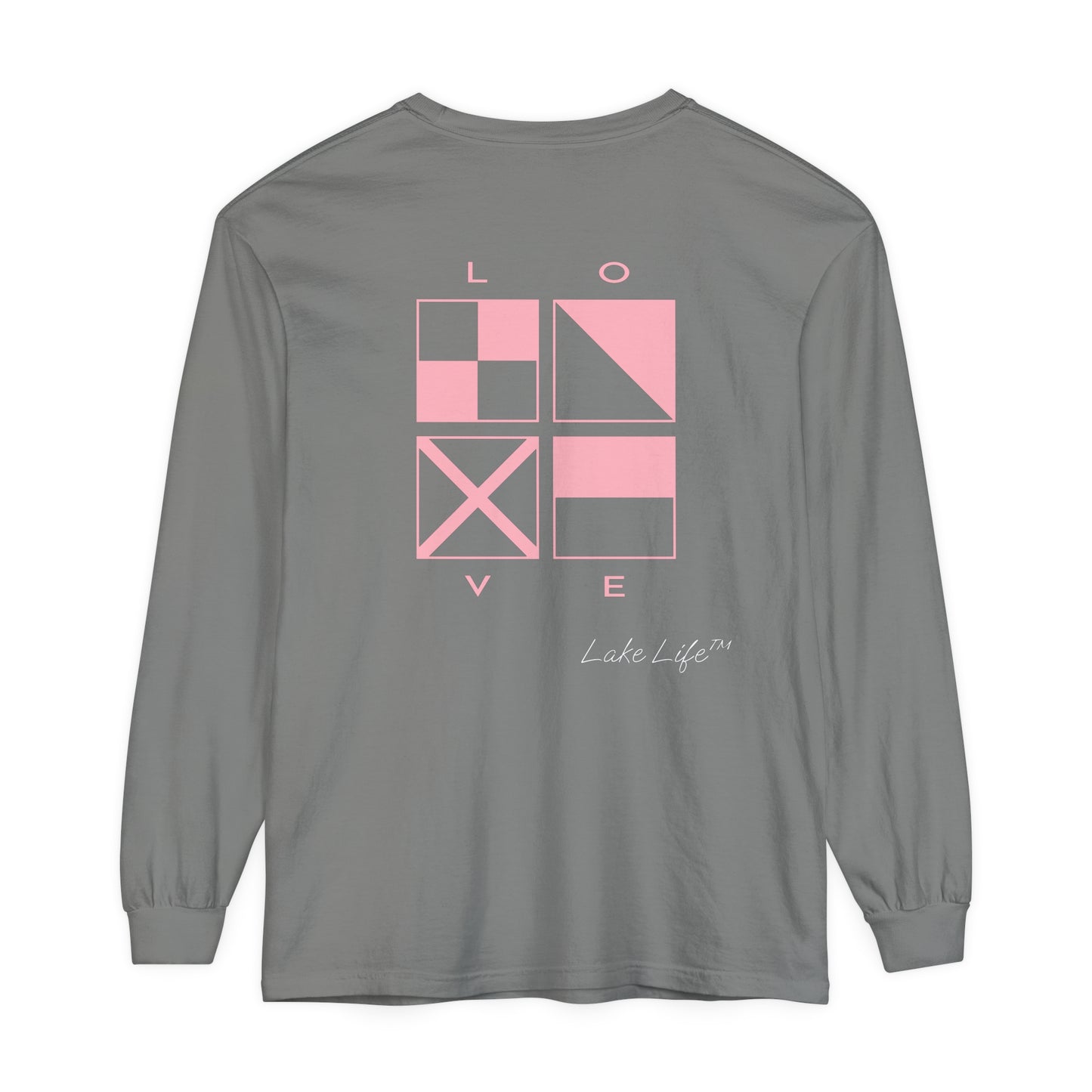 Lake Life™ Nautical LOVE Code Flags Garment-dyed Long Sleeve T-Shirt by Pontoon Girl®