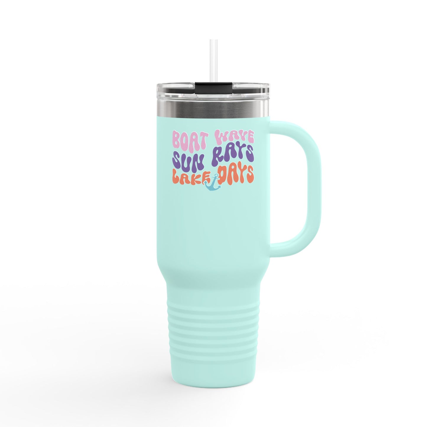 Boat Waves Sun Rays Lake Days Insulated Travel Mug, 40oz by Pontoon Girl®