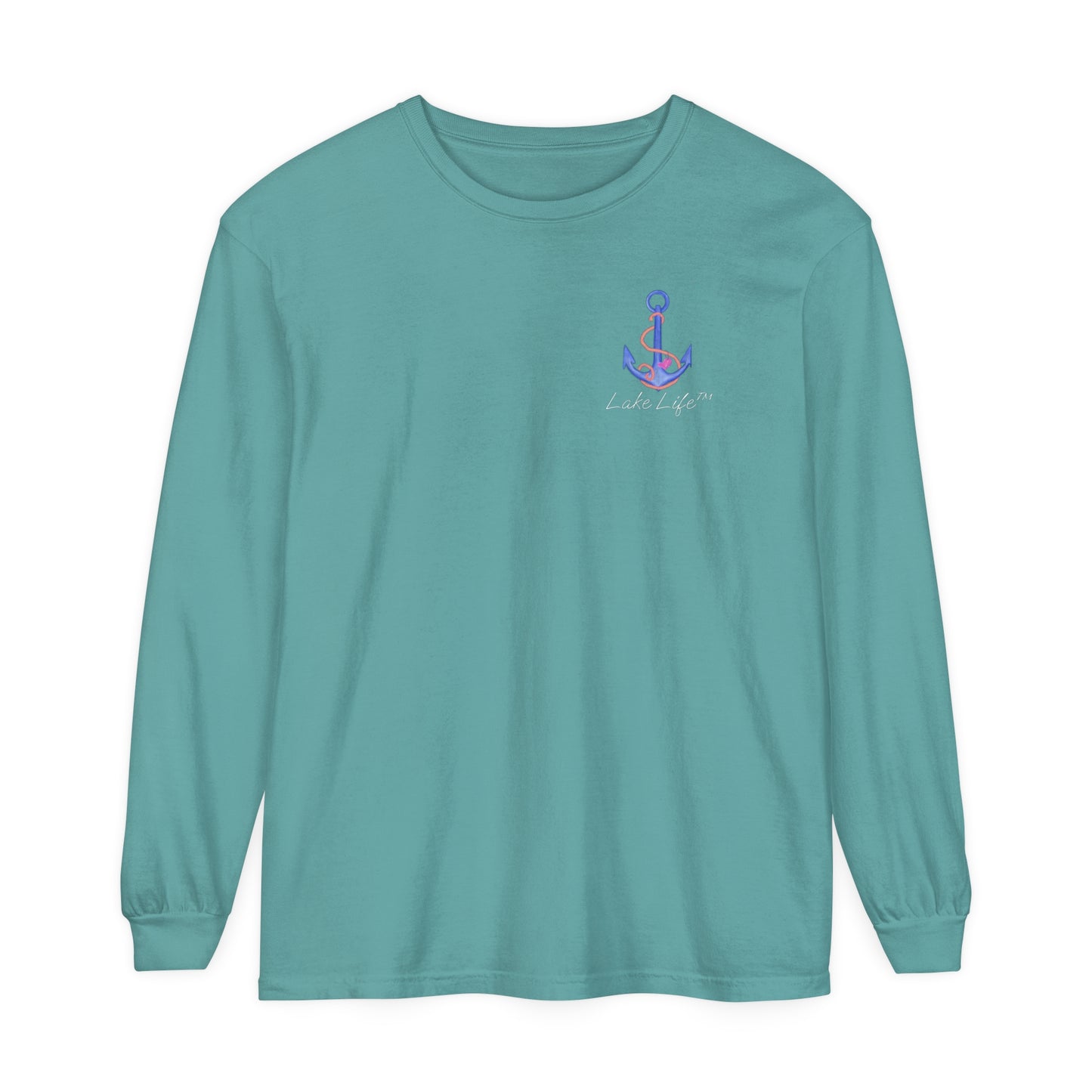 Lake Life™ Heart Anchor Garment-dyed Long Sleeve T-Shirt by Pontoon Girl®