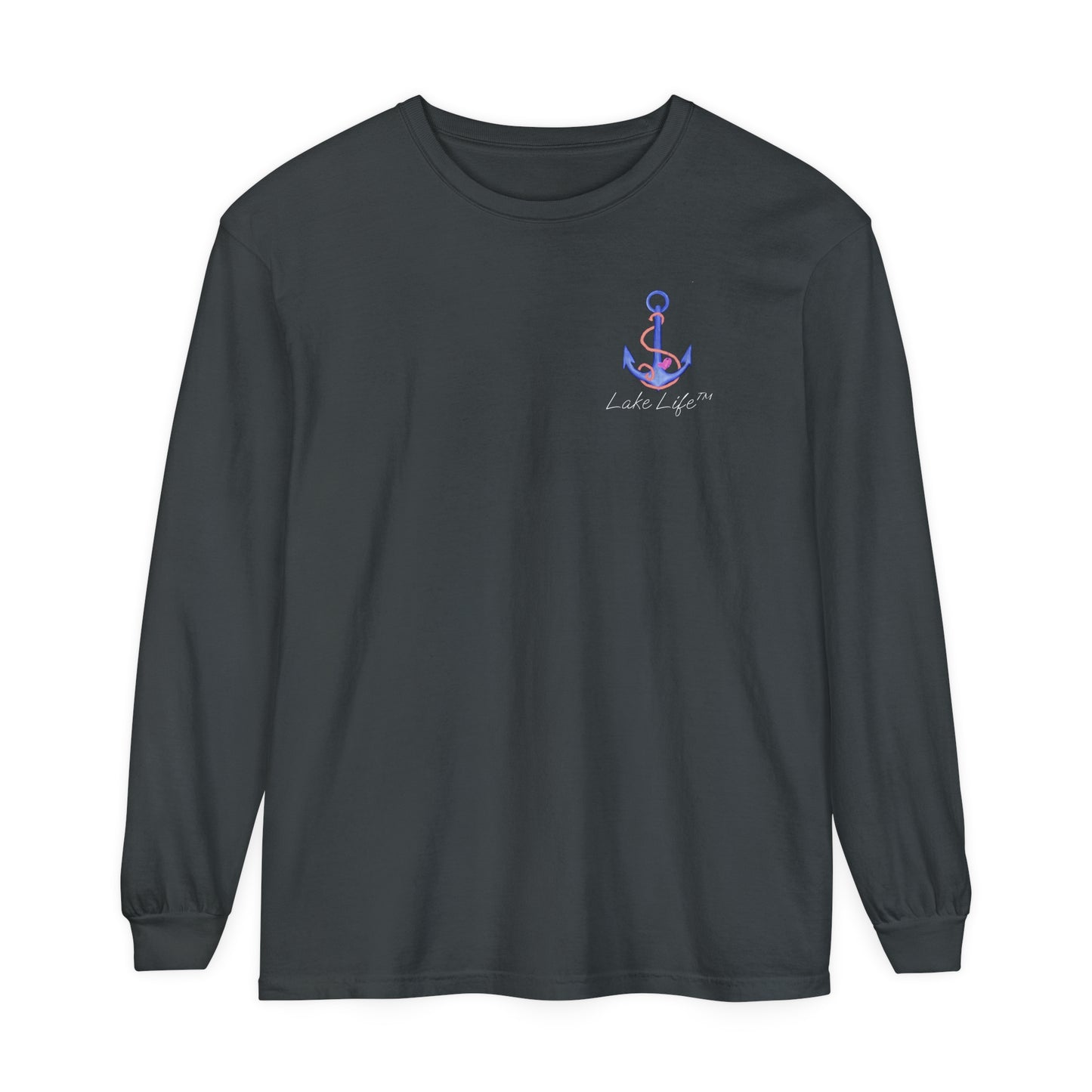 Lake Life™ Heart Anchor Garment-dyed Long Sleeve T-Shirt by Pontoon Girl®