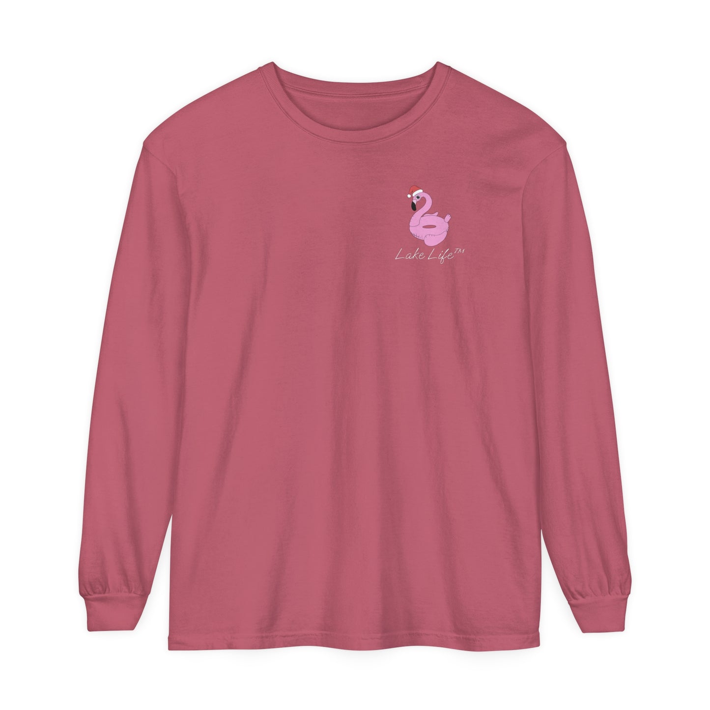 Lake Life™ Flamingo Tube Unisex Garment-dyed Long Sleeve T-Shirt by Pontoon Girl®