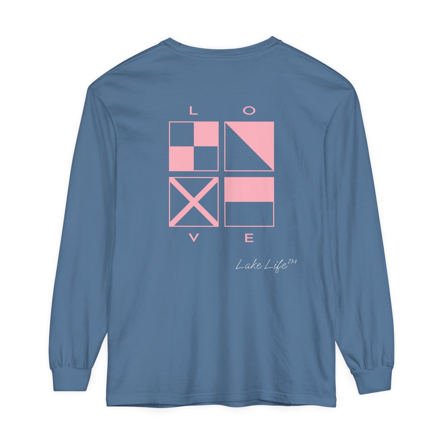 Lake Life™ Nautical LOVE Code Flags Garment-dyed Long Sleeve T-Shirt by Pontoon Girl®