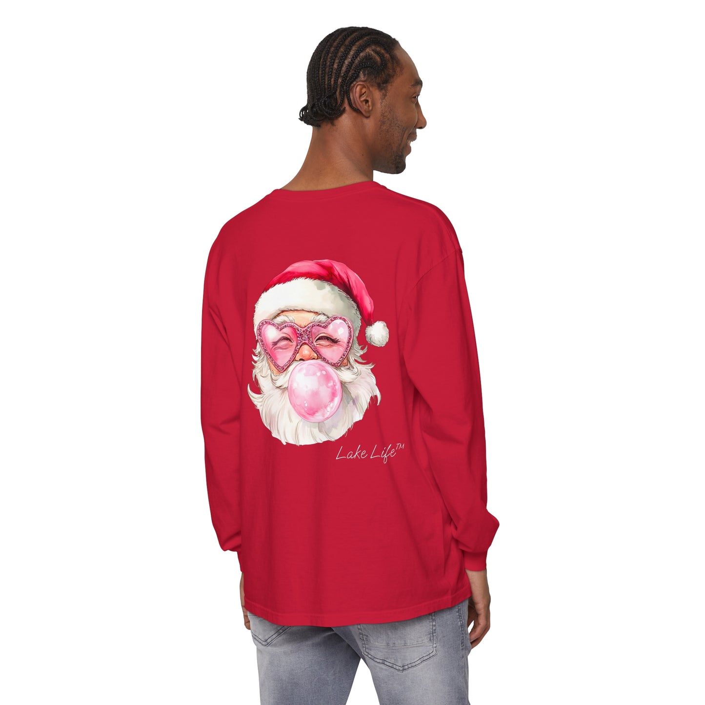 Lake Life™ Santa Love Unisex Garment-dyed Long Sleeve T-Shirt by Pontoon Girl®