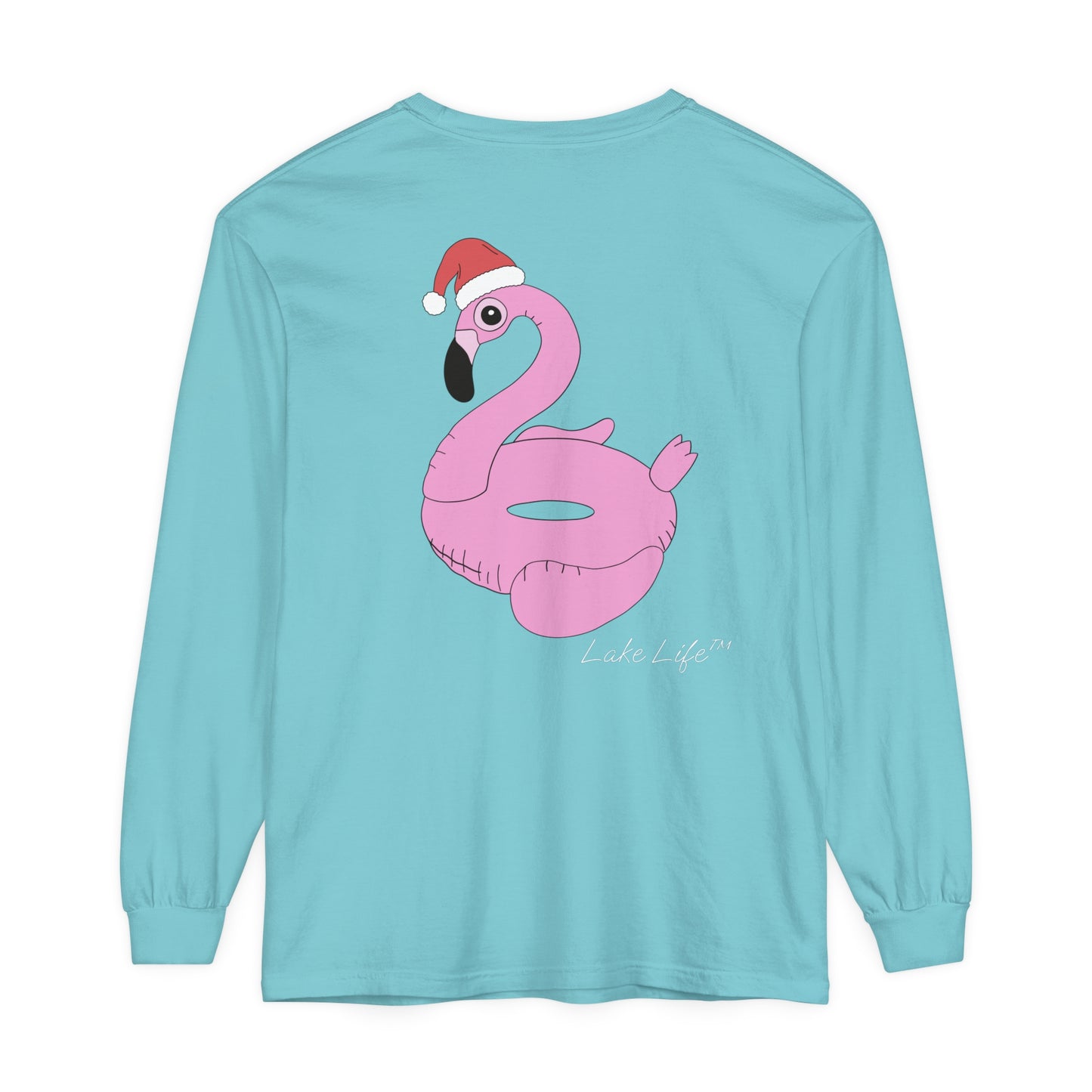 Lake Life™ Flamingo Tube Unisex Garment-dyed Long Sleeve T-Shirt by Pontoon Girl®