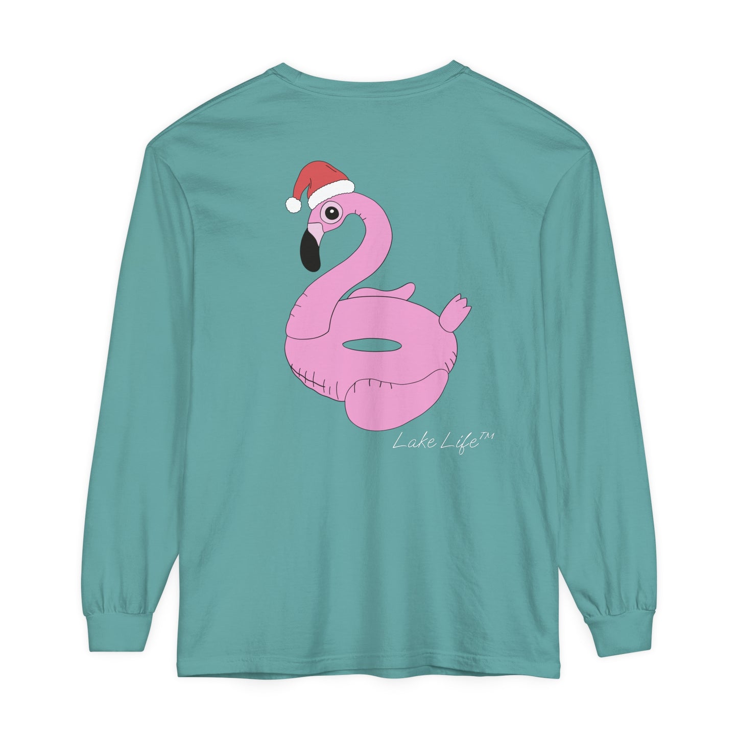 Lake Life™ Flamingo Tube Unisex Garment-dyed Long Sleeve T-Shirt by Pontoon Girl®