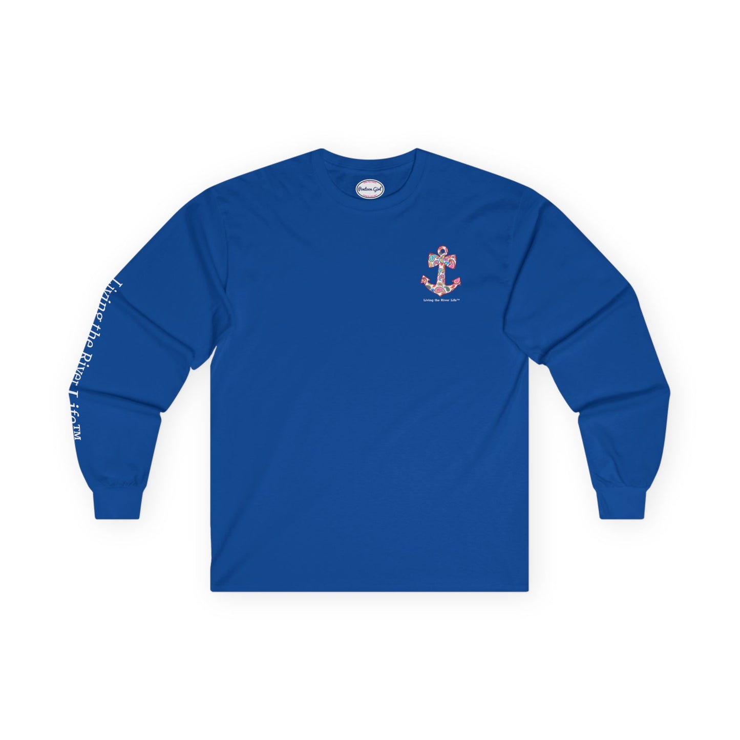 Sweet Anchor - Living the River Life™ - Customizable - Long Sleeve Tee by Pontoon Girl® in Dark Colors