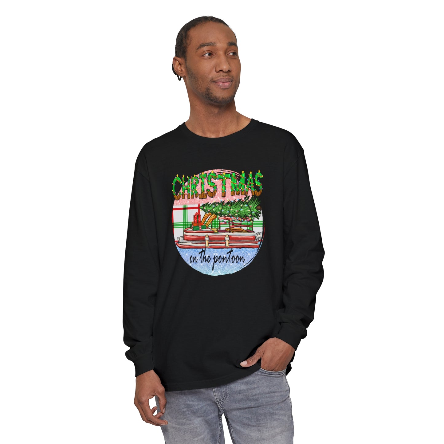 Christmas on the Pontoon - Unisex Garment-dyed Long Sleeve T-Shirt by Pontoon Girl®