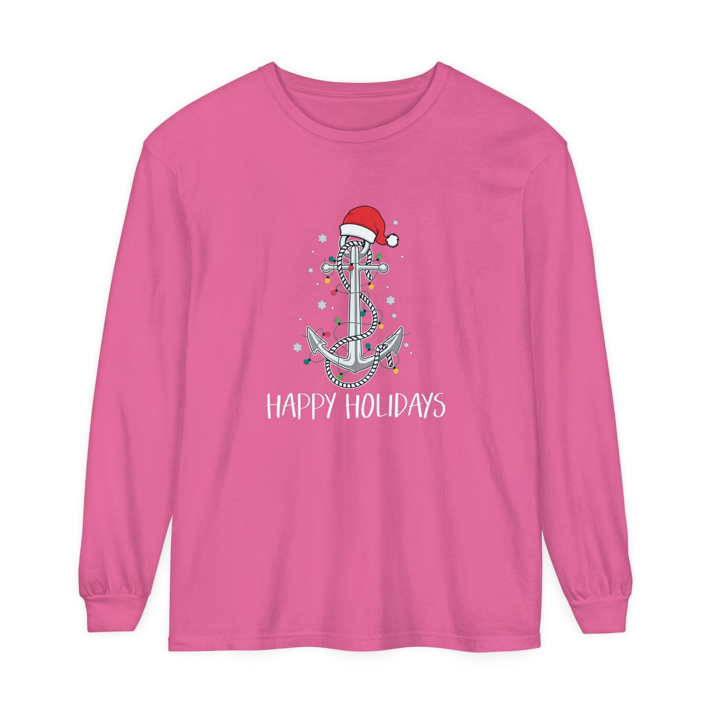 Holiday Anchor Shirt - Unisex Garment-dyed Long Sleeve T-Shirt by Pontoon Girl®