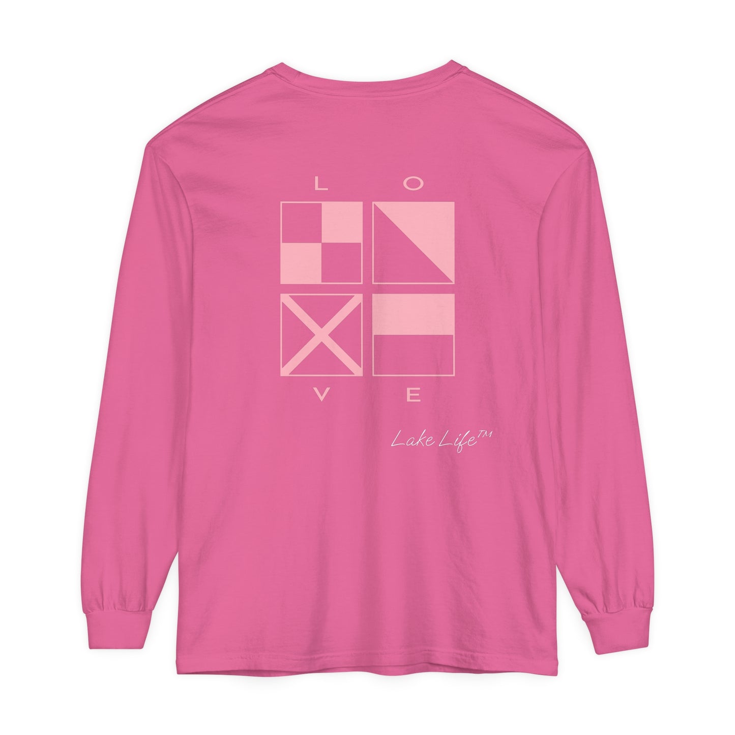 Lake Life™ Nautical LOVE Code Flags Garment-dyed Long Sleeve T-Shirt by Pontoon Girl®