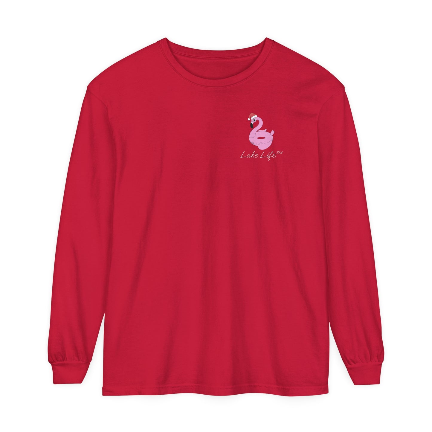 Lake Life™ Flamingo Tube Unisex Garment-dyed Long Sleeve T-Shirt by Pontoon Girl®