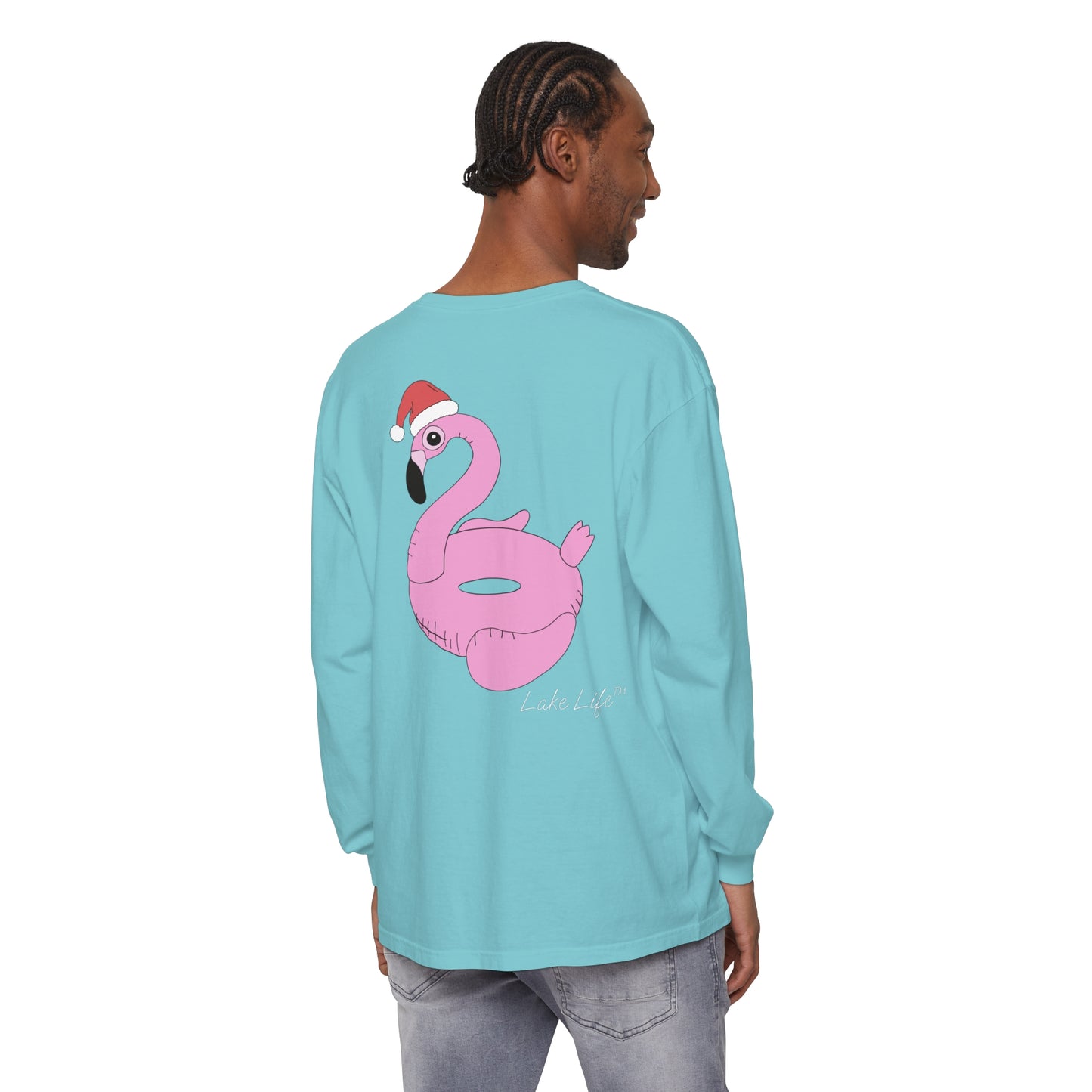 Lake Life™ Flamingo Tube Unisex Garment-dyed Long Sleeve T-Shirt by Pontoon Girl®