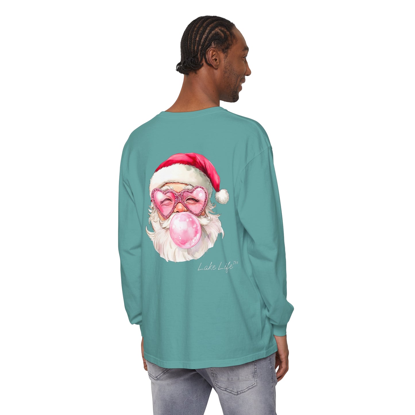 Lake Life™ Santa Love Unisex Garment-dyed Long Sleeve T-Shirt by Pontoon Girl®