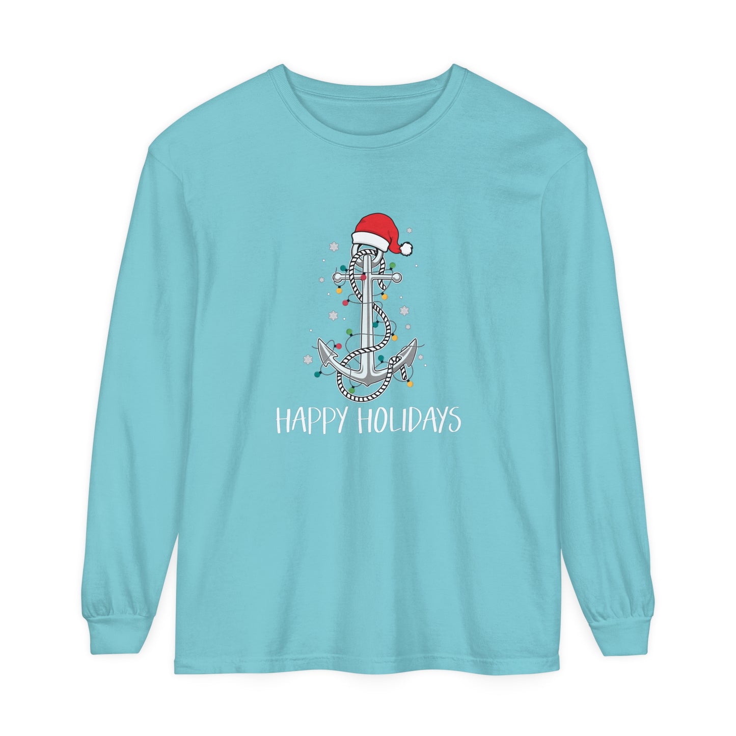 Holiday Anchor Shirt - Unisex Garment-dyed Long Sleeve T-Shirt by Pontoon Girl®