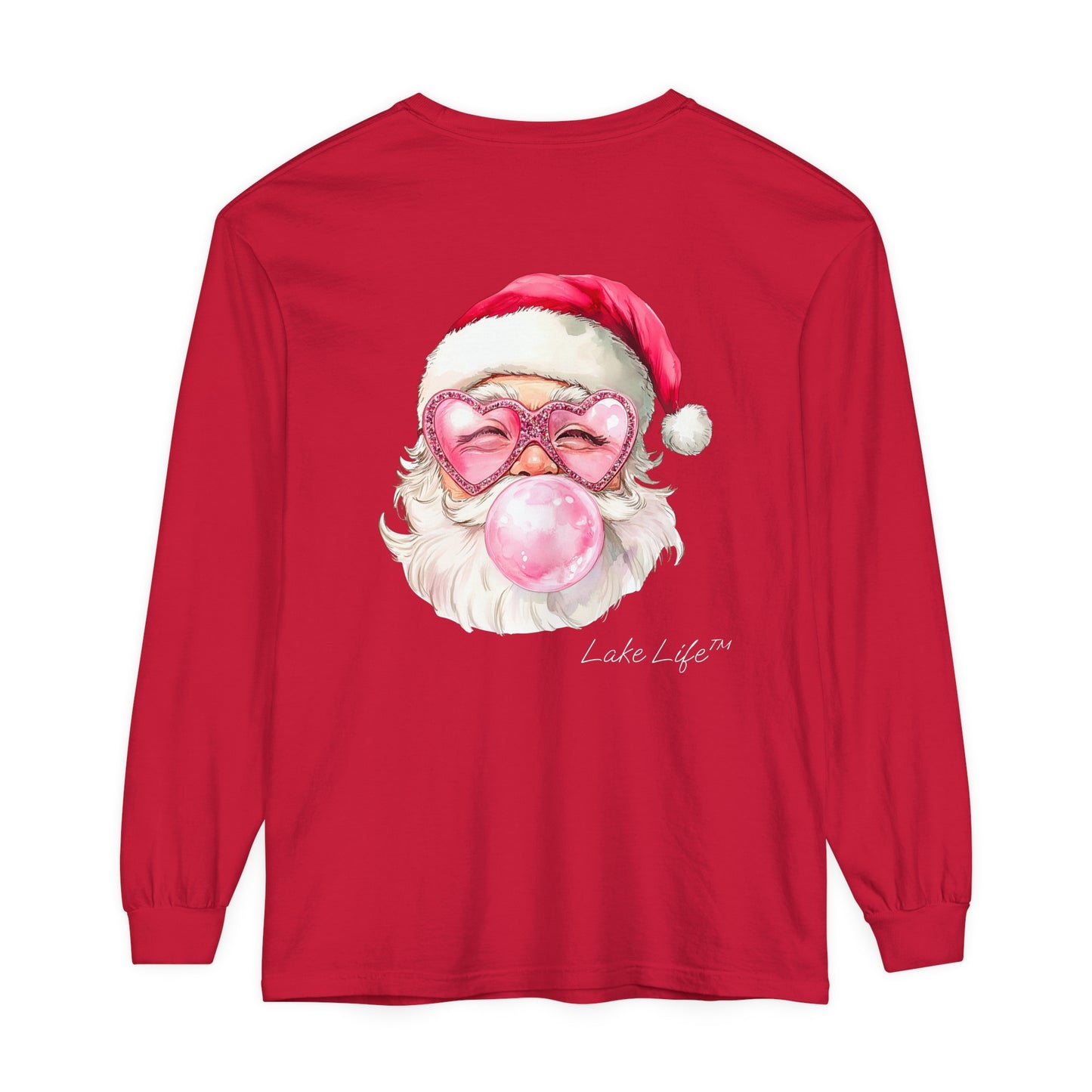 Lake Life™ Santa Love Unisex Garment-dyed Long Sleeve T-Shirt by Pontoon Girl®