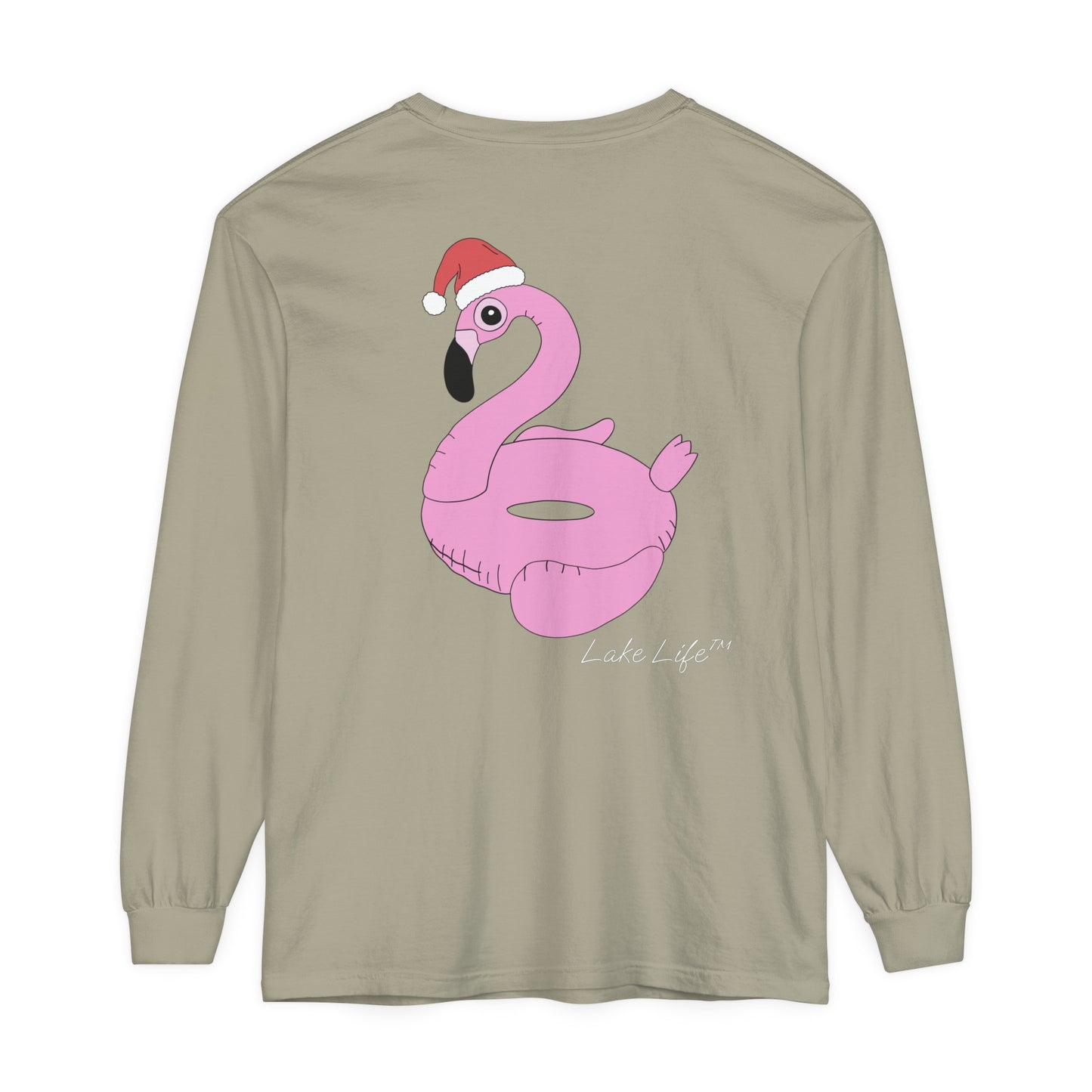 Lake Life™ Flamingo Tube Unisex Garment-dyed Long Sleeve T-Shirt by Pontoon Girl®