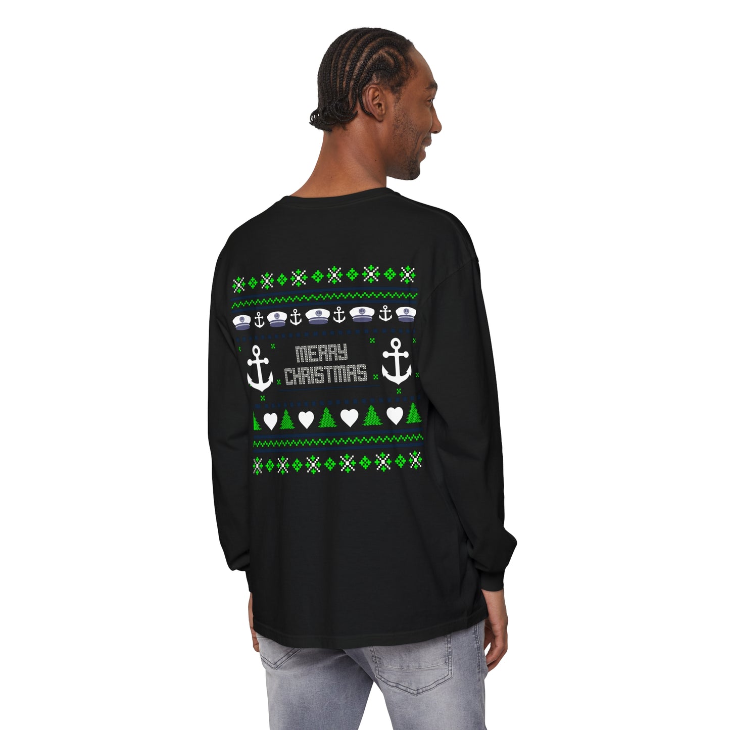 Ugly Pontoon Christmas Shirt - Unisex Garment-dyed Long Sleeve T-Shirt by Pontoon Girl®