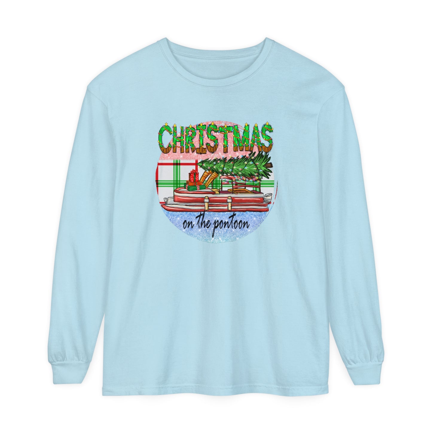 Christmas on the Pontoon - Unisex Garment-dyed Long Sleeve T-Shirt by Pontoon Girl®