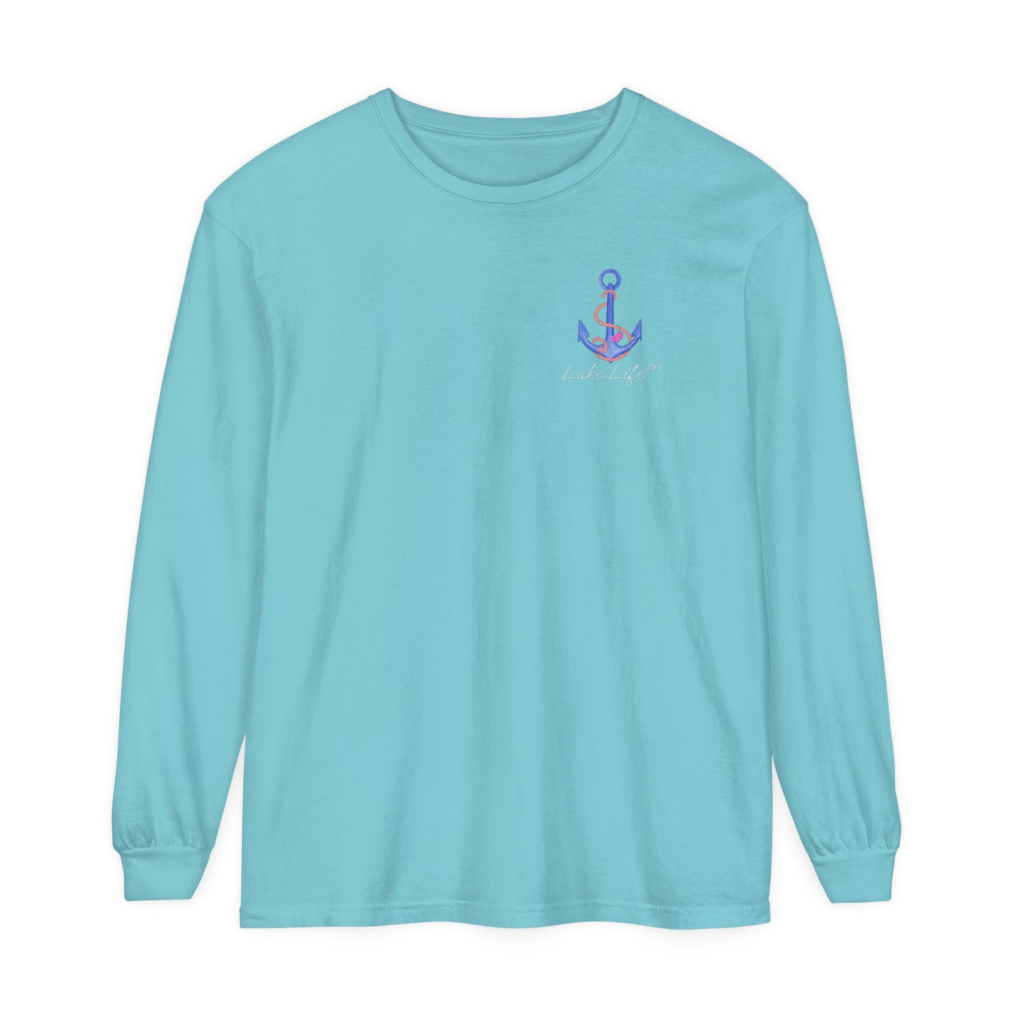 Lake Life™ Heart Anchor Garment-dyed Long Sleeve T-Shirt by Pontoon Girl®