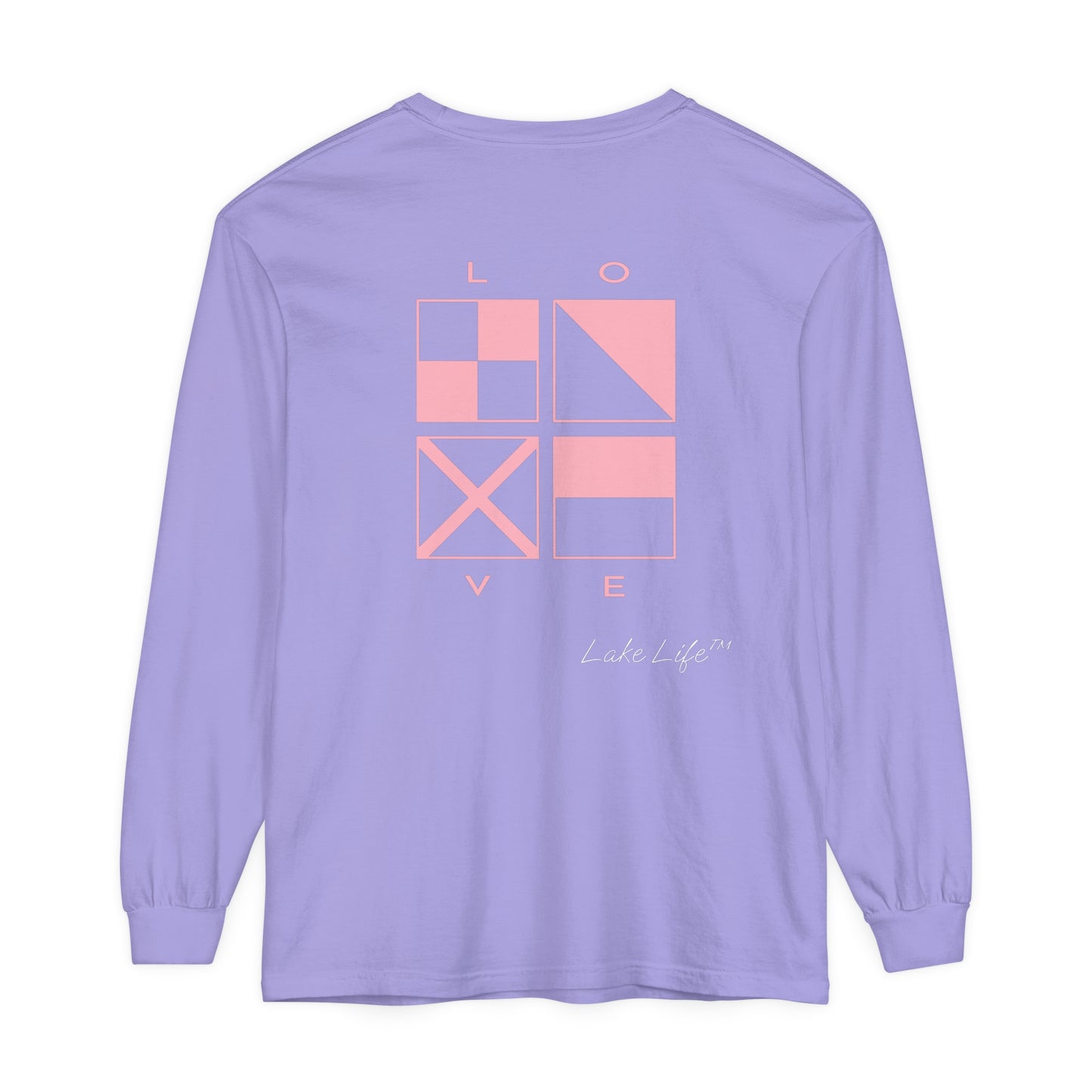 Lake Life™ Nautical LOVE Code Flags Garment-dyed Long Sleeve T-Shirt by Pontoon Girl®