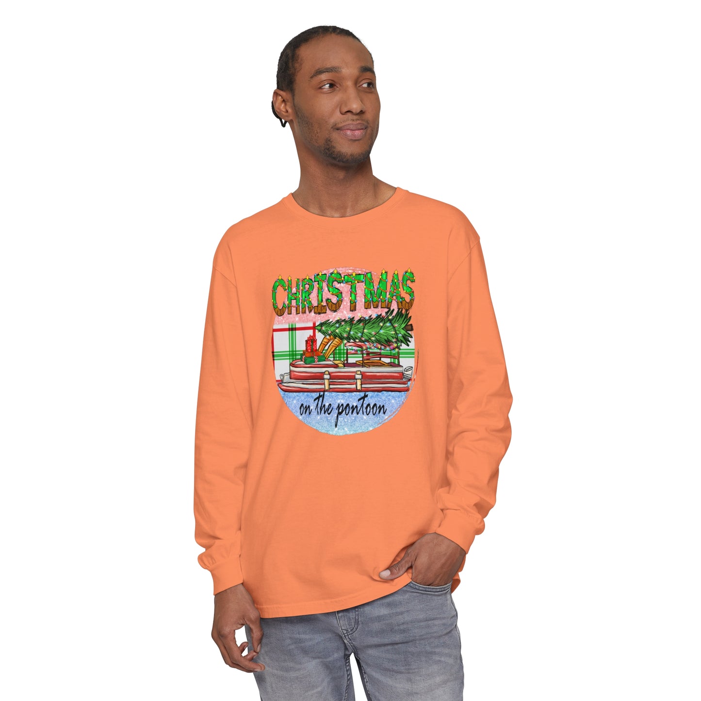 Christmas on the Pontoon - Unisex Garment-dyed Long Sleeve T-Shirt by Pontoon Girl®