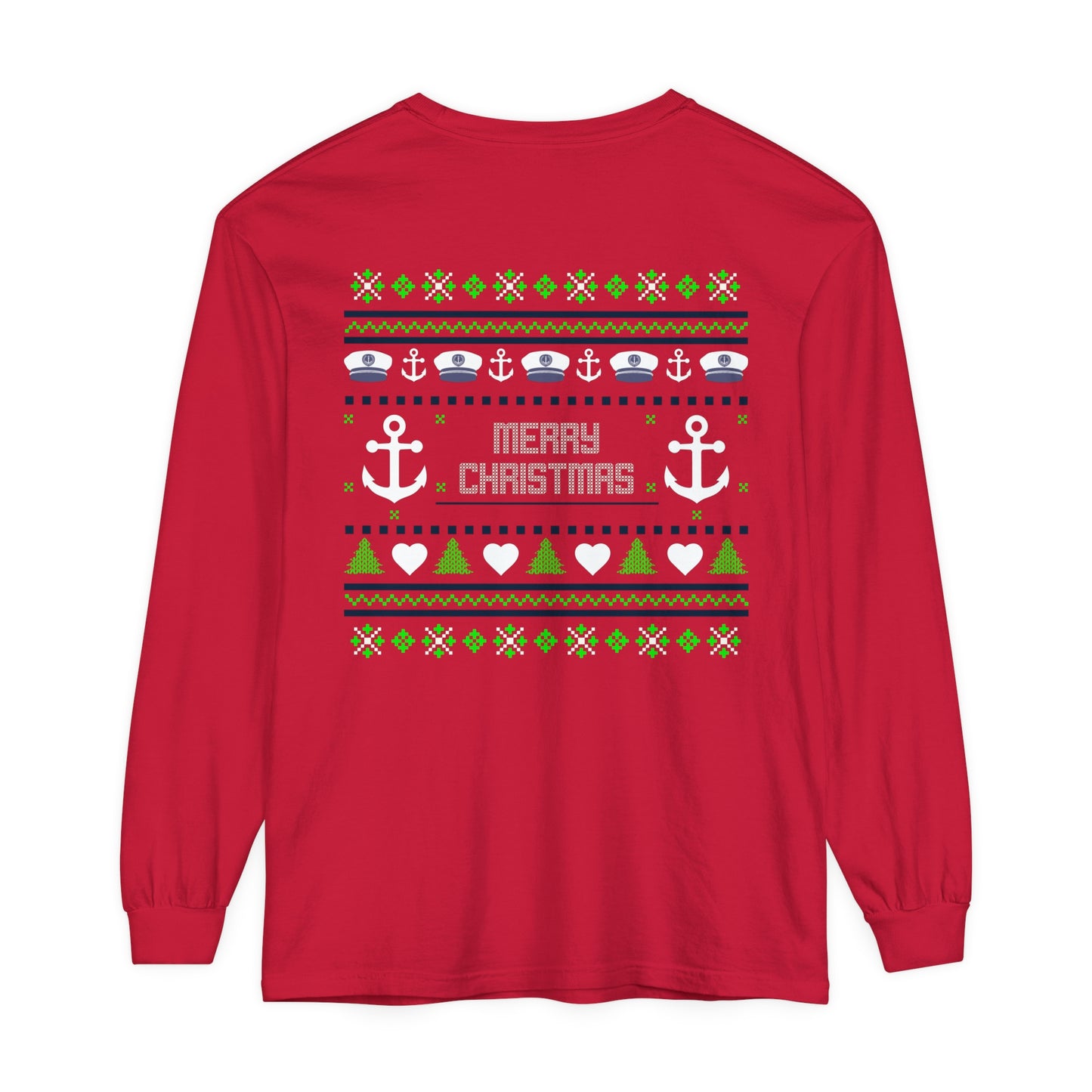 Ugly Pontoon Christmas Shirt - Unisex Garment-dyed Long Sleeve T-Shirt by Pontoon Girl®