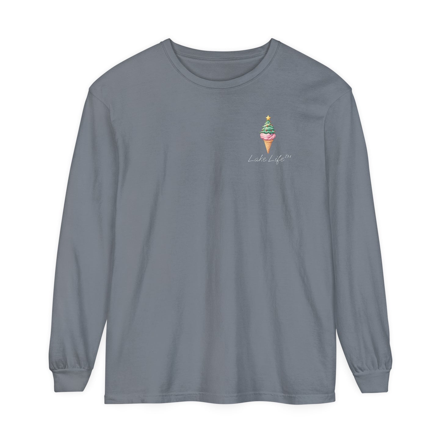 Lake Life™ Twisted Tree Cone Unisex Garment-dyed Long Sleeve T-Shirt by Pontoon Girl®