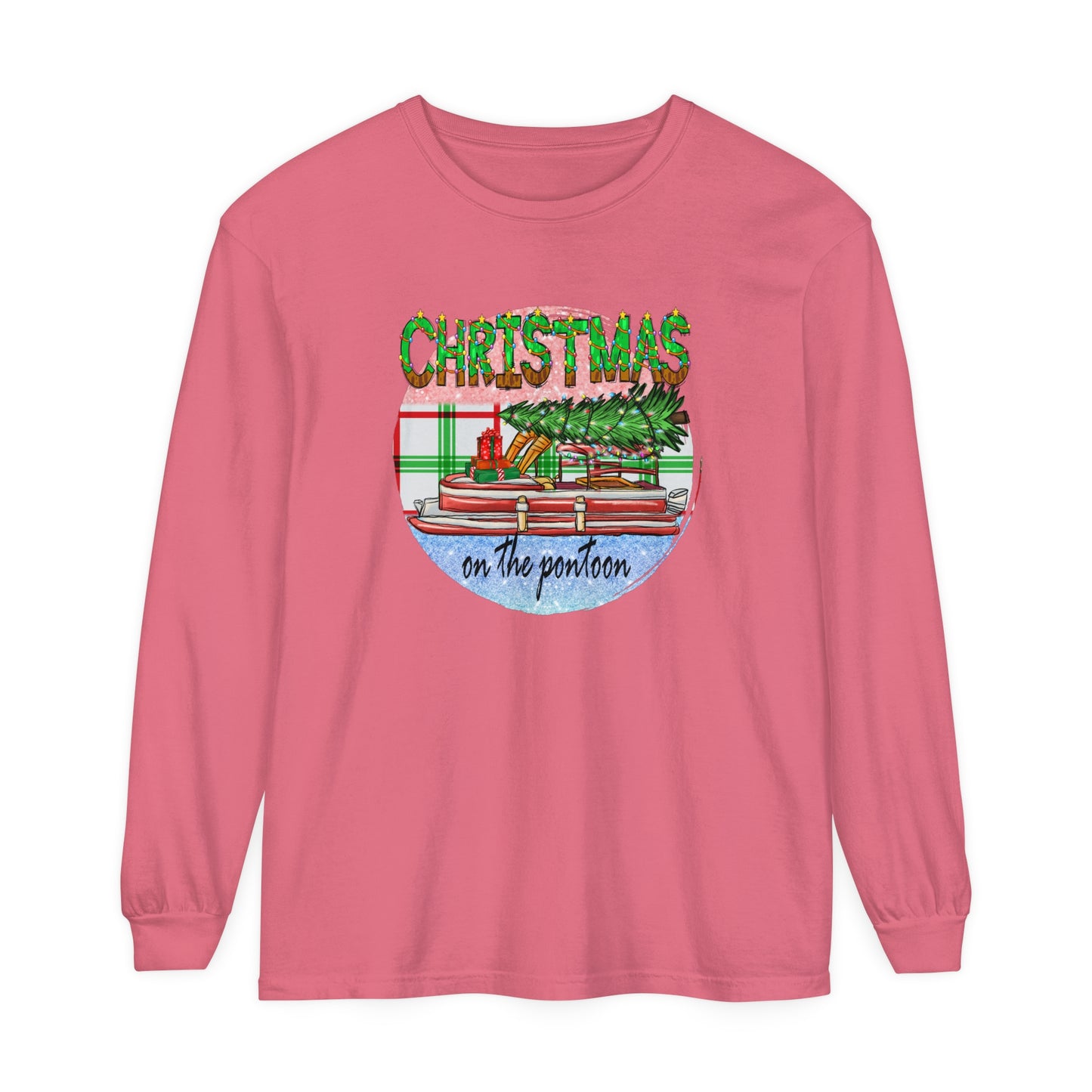 Christmas on the Pontoon - Unisex Garment-dyed Long Sleeve T-Shirt by Pontoon Girl®