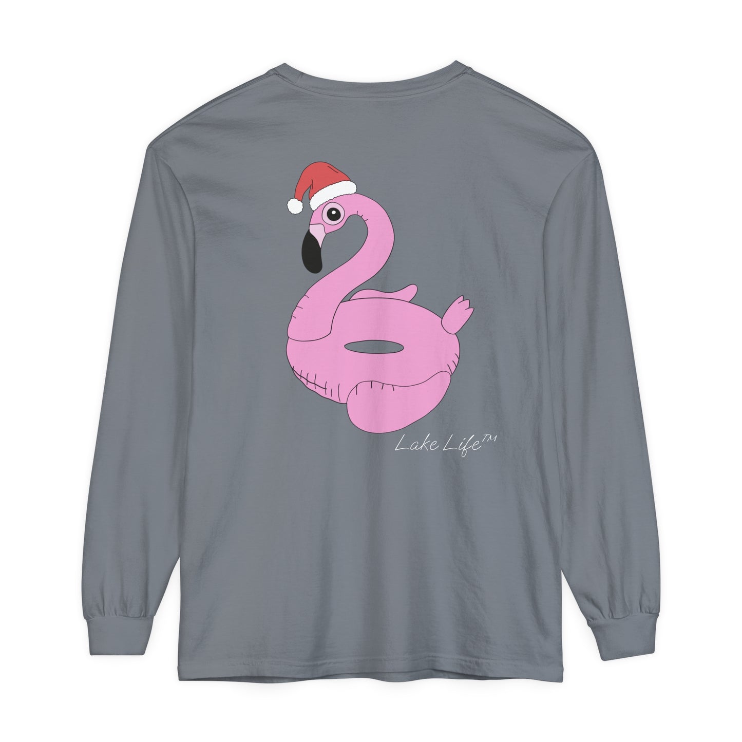 Lake Life™ Flamingo Tube Unisex Garment-dyed Long Sleeve T-Shirt by Pontoon Girl®