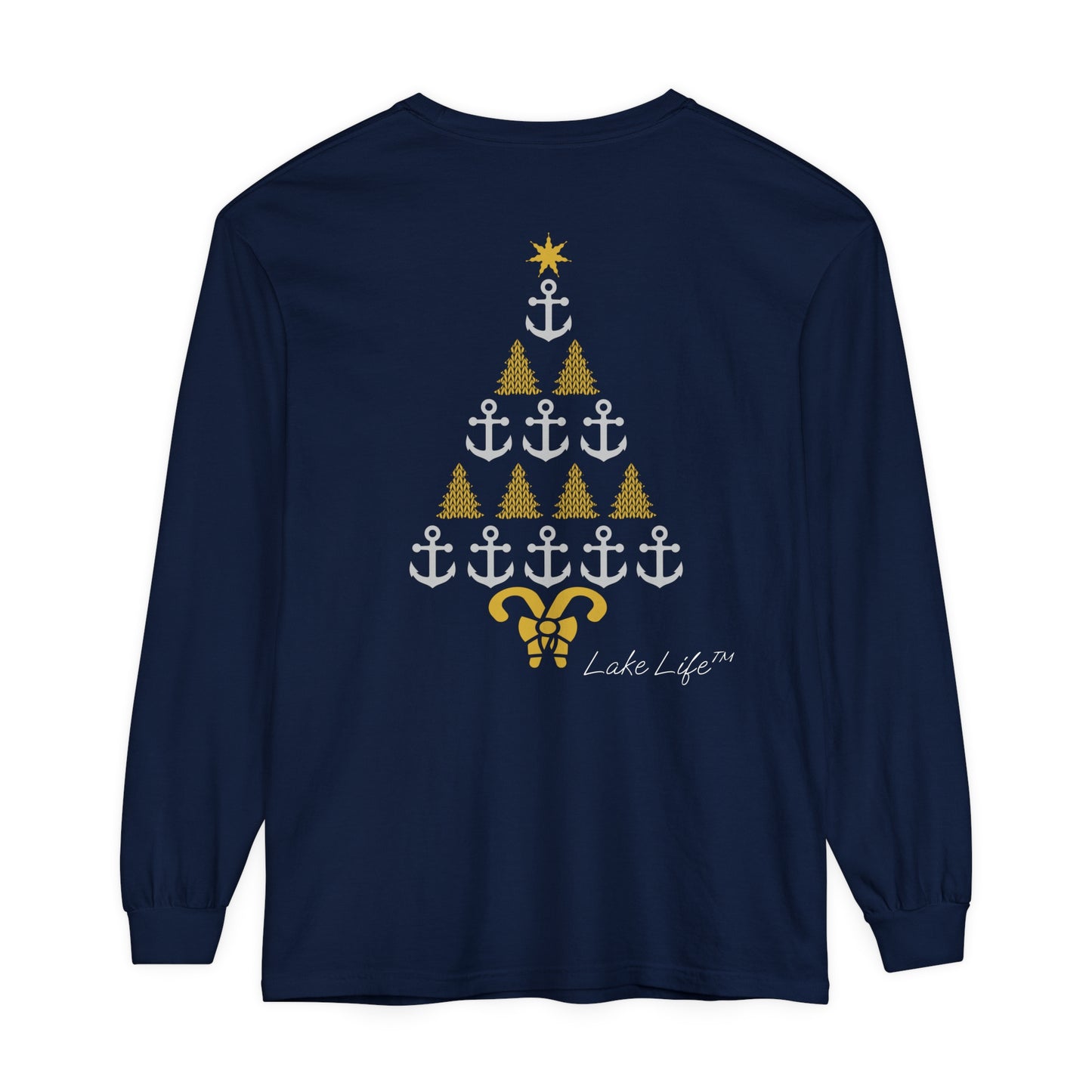 Lake Life™ Anchor Tree Unisex Garment-dyed Long Sleeve T-Shirt by Pontoon Girl®