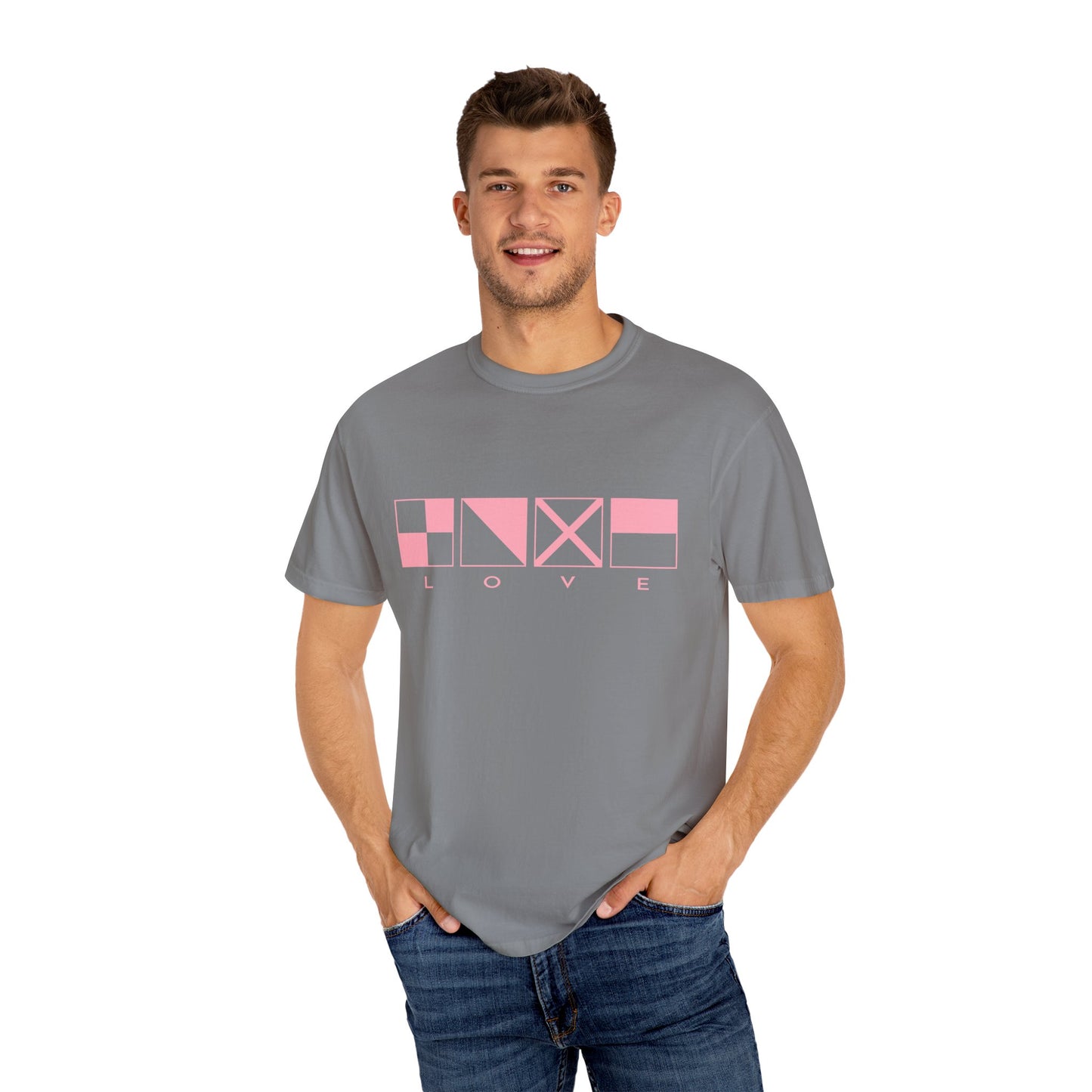 LOVE Code Flags Unisex Garment-Dyed T-shirt by Pontoon Girl