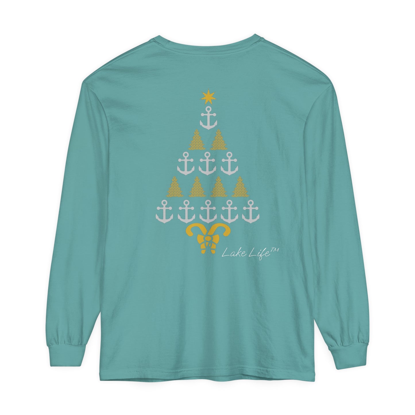 Lake Life™ Anchor Tree Unisex Garment-dyed Long Sleeve T-Shirt by Pontoon Girl®