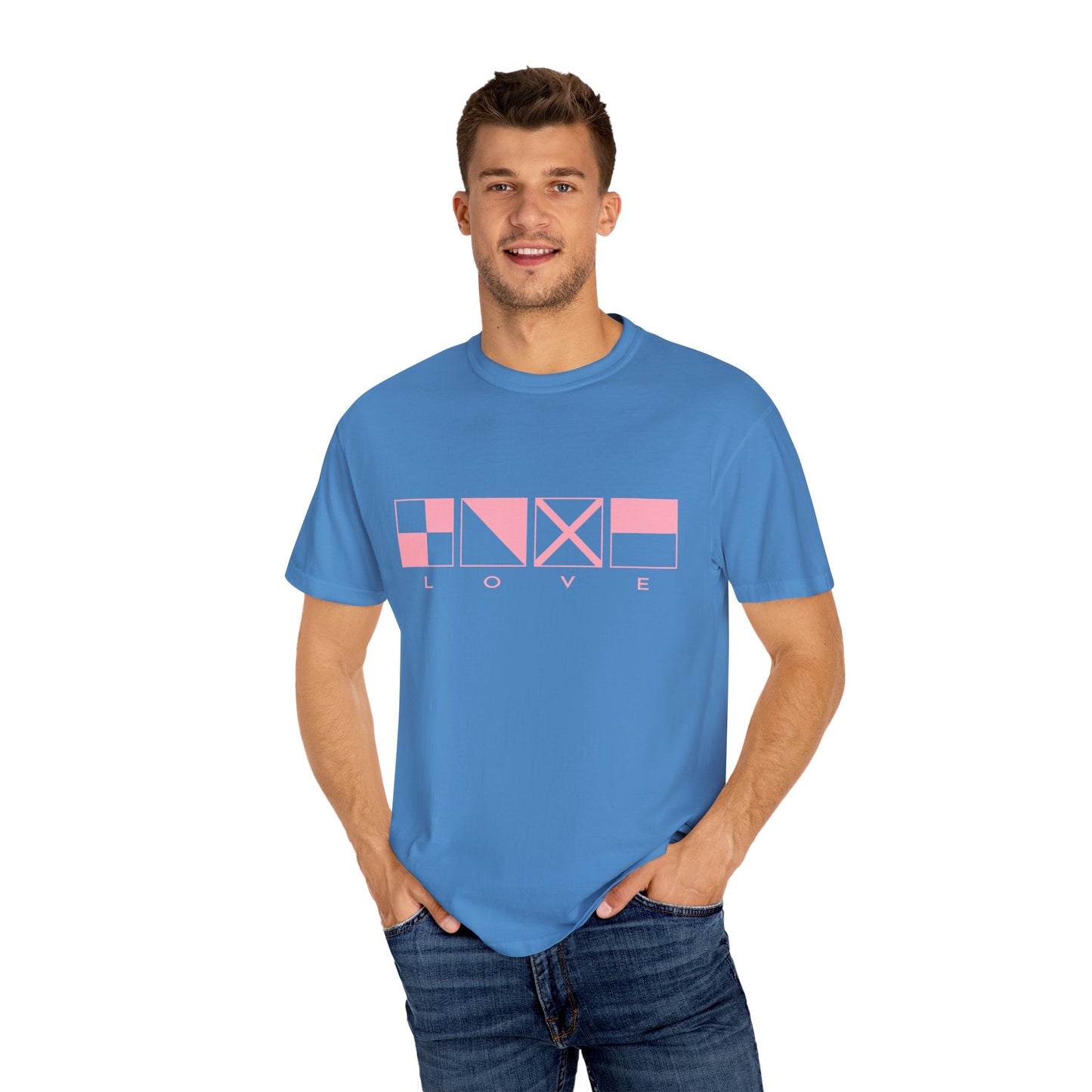 LOVE Code Flags Unisex Garment-Dyed T-shirt by Pontoon Girl