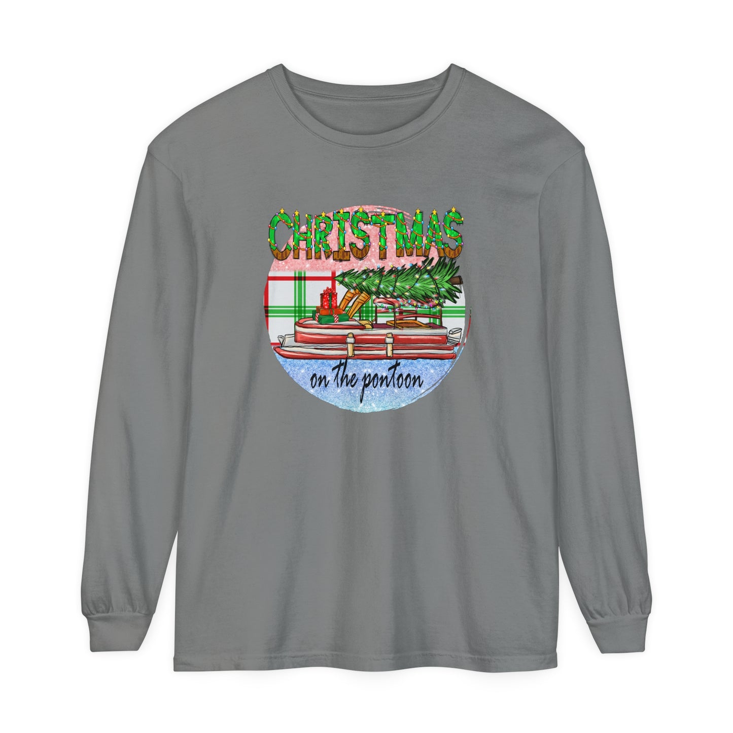 Christmas on the Pontoon - Unisex Garment-dyed Long Sleeve T-Shirt by Pontoon Girl®