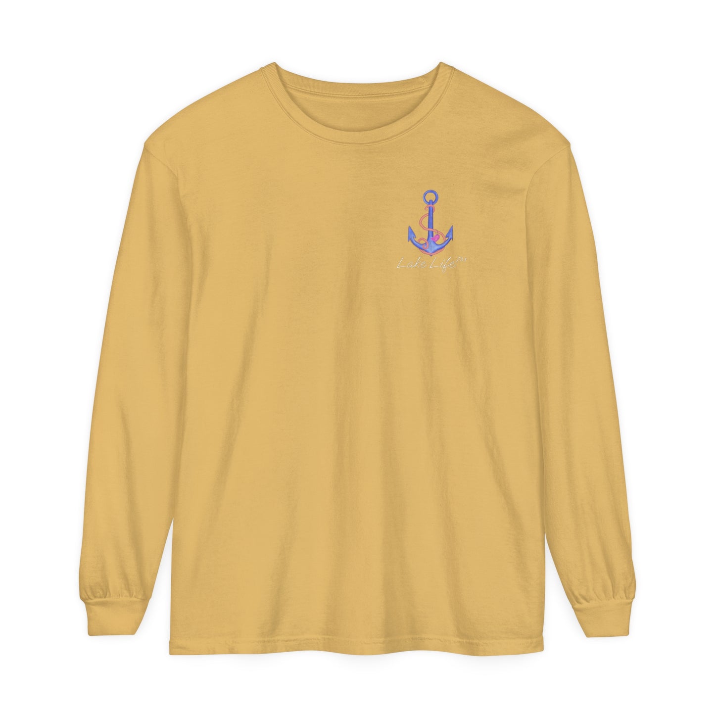 Lake Life™ Heart Anchor Garment-dyed Long Sleeve T-Shirt by Pontoon Girl®