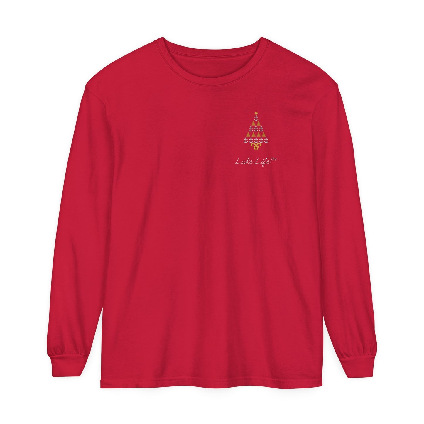 Lake Life™ Anchor Tree Unisex Garment-dyed Long Sleeve T-Shirt by Pontoon Girl®