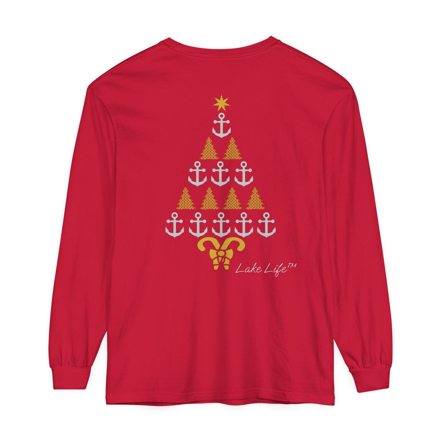 Lake Life™ Anchor Tree Unisex Garment-dyed Long Sleeve T-Shirt by Pontoon Girl®