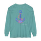 Lake Life™ Heart Anchor Garment-dyed Long Sleeve T-Shirt by Pontoon Girl®