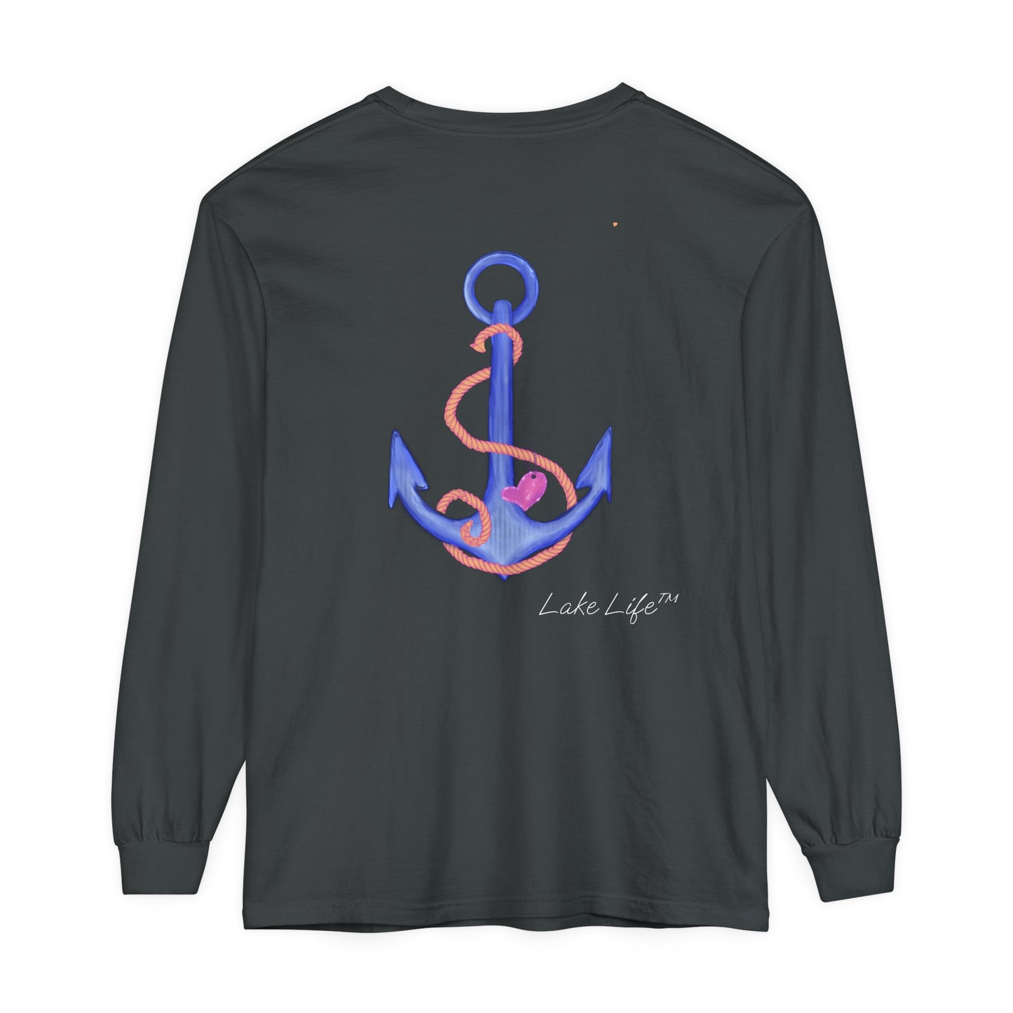 Lake Life™ Heart Anchor Garment-dyed Long Sleeve T-Shirt by Pontoon Girl®