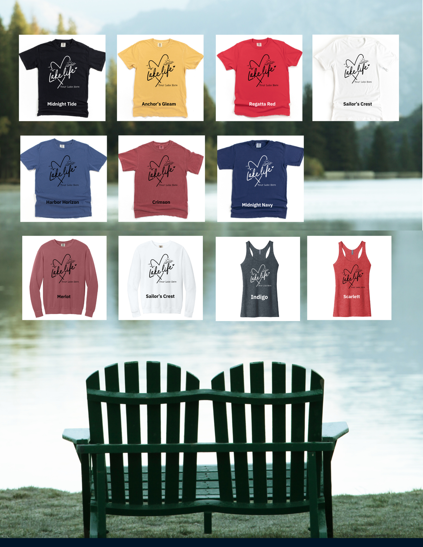 Lake Life Heart Design - Apparel - Classic Coast Color Palette